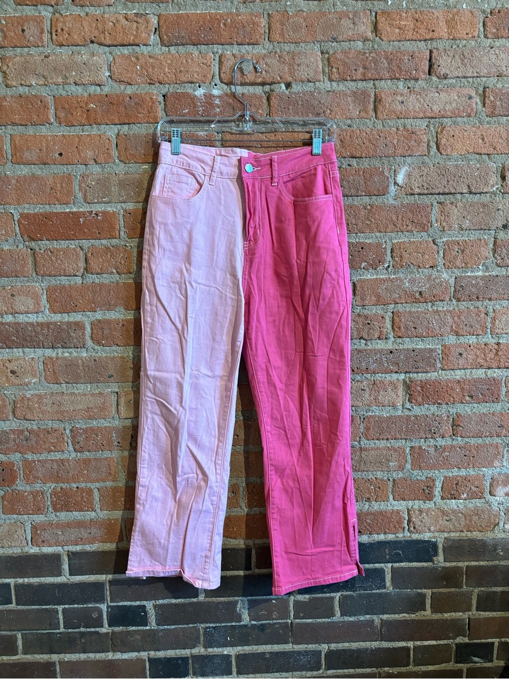 Two-Tone Pink Wide-Leg Women’s Jeans
